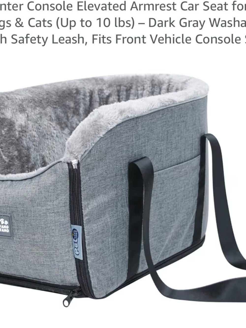 Gray Pet Car Seat Booster with Plush Lining
